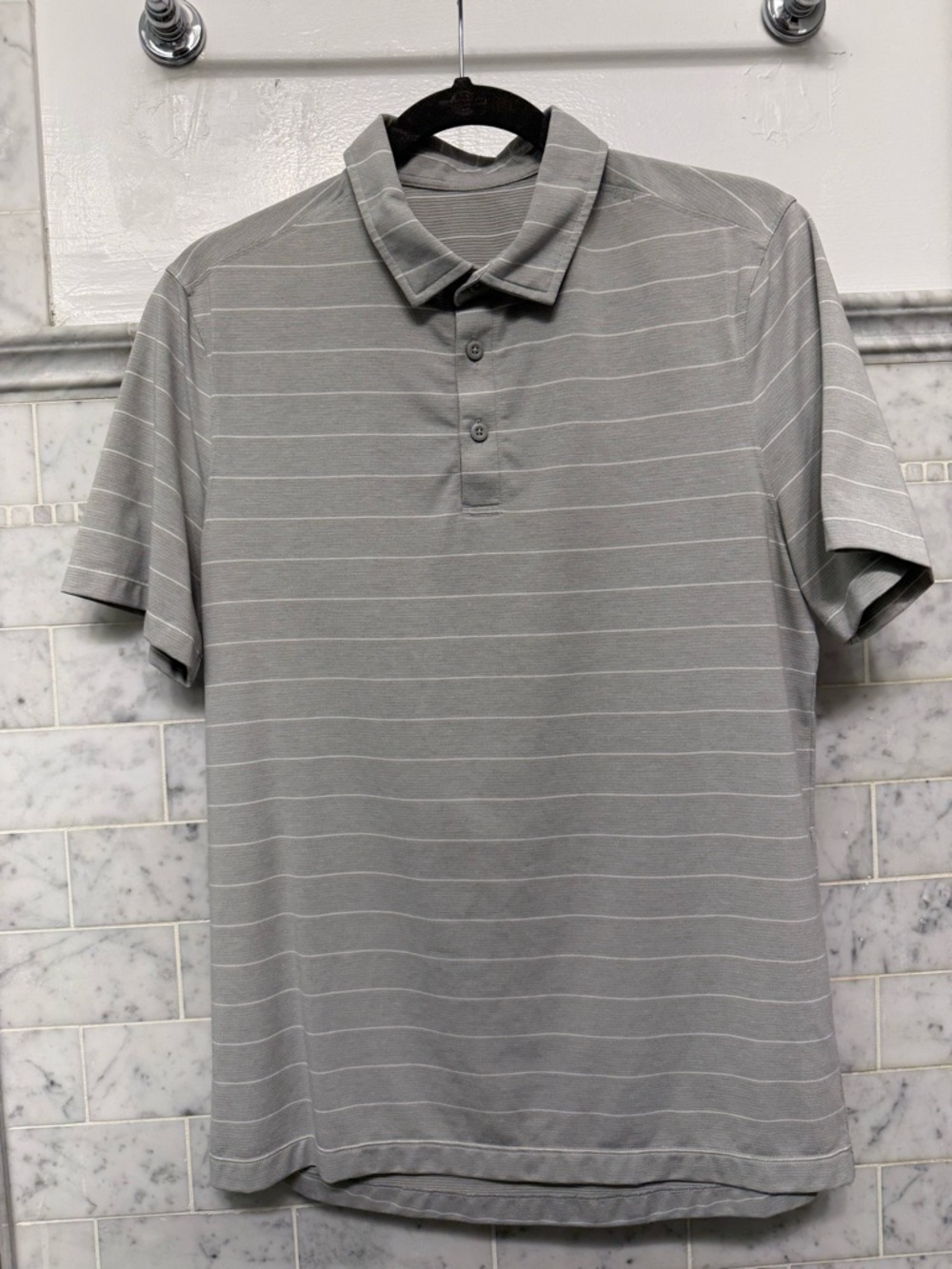 lululemon athletica Men's Light Gray Striped Polo